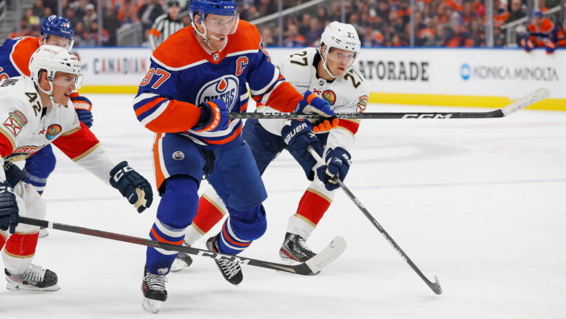Edmonton Oilers forward Connor McDavid breaks in