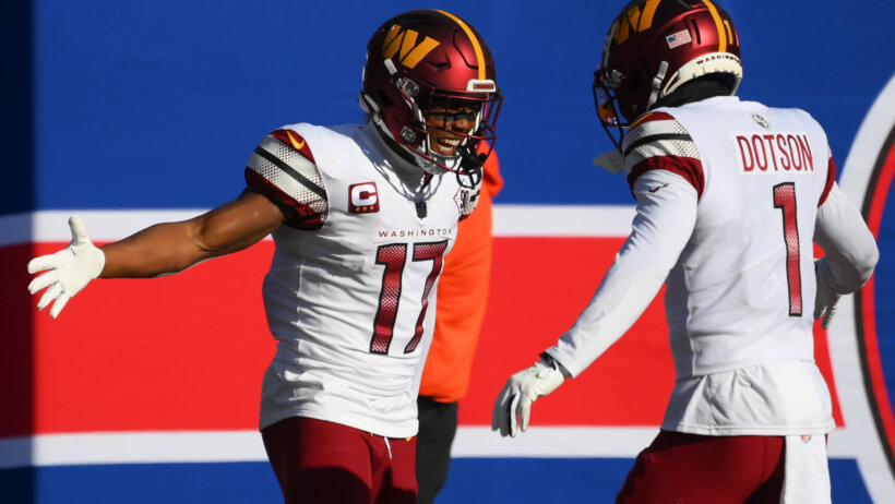 Washington Commanders WRs Terry McLaurin and Jahan Dotson celebrate together