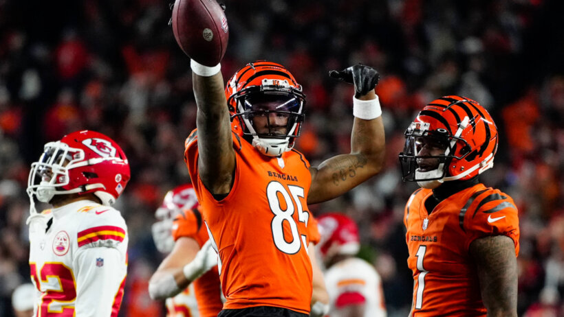 Tee Higgins celebrates