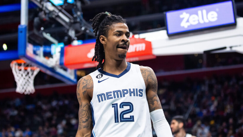 Ja Morant acknowledges the crowd after a basket