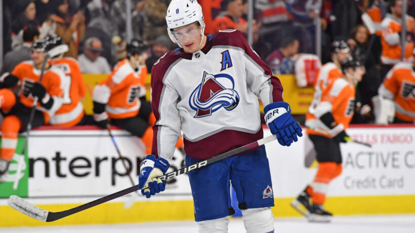 Colorado Avalanche defenseman Cale Makar skates off the ice