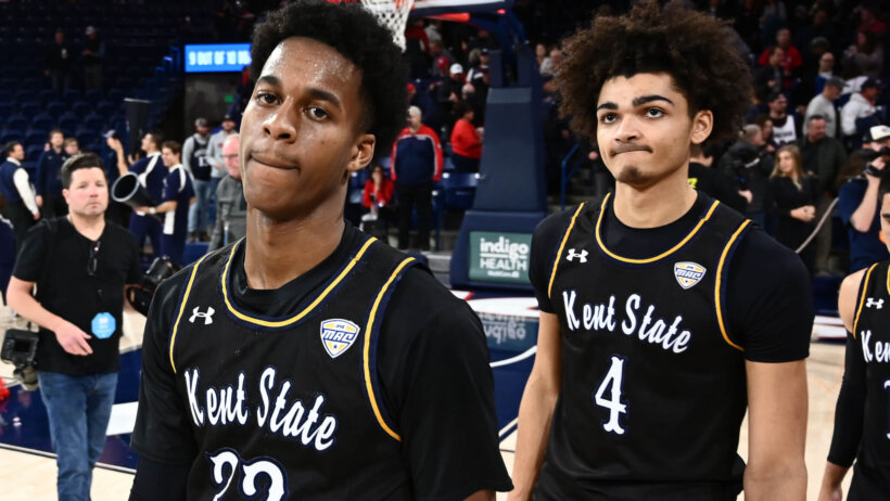 Kent State walks off the court following a loss to Gonzaga