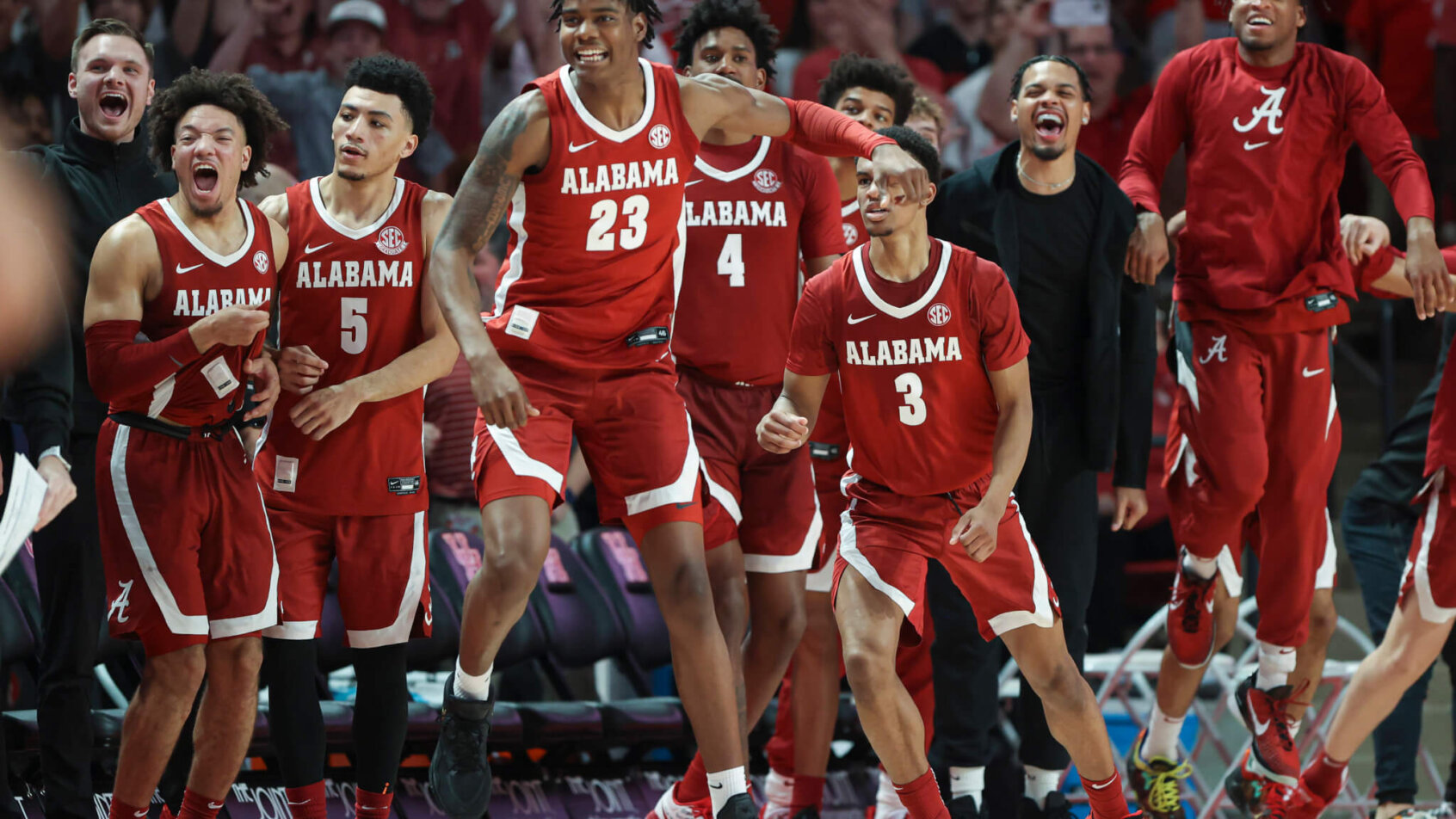 Alabama bench players excited