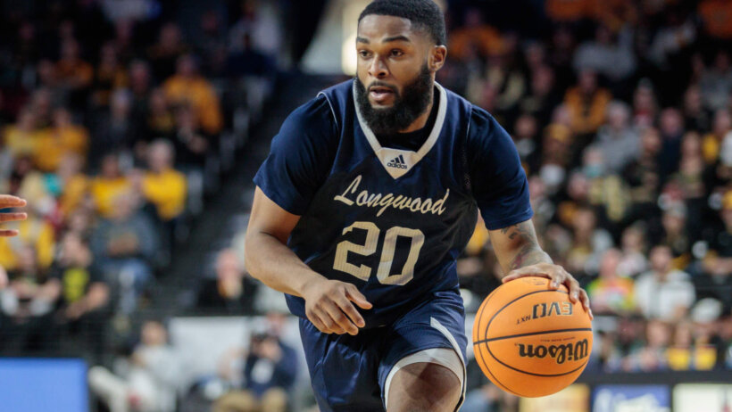 Longwood Lancers guard Walyn Napper dribbling