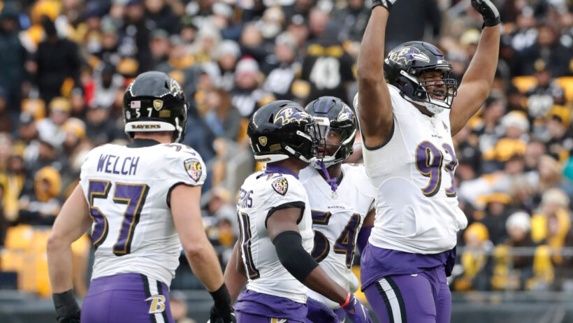 Ravens players celebrating