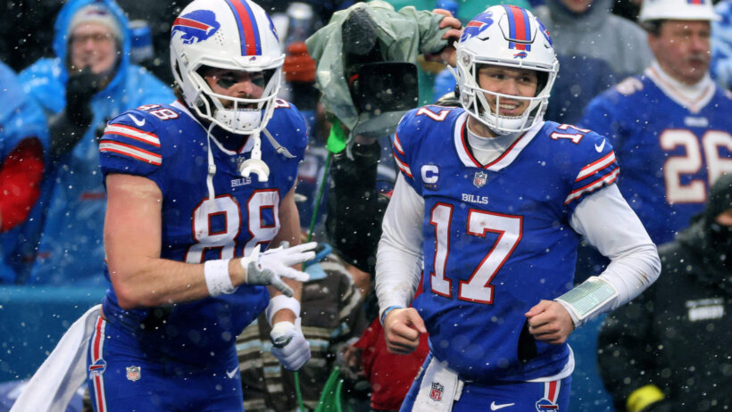 Bills QB Josh Allen with a teammate