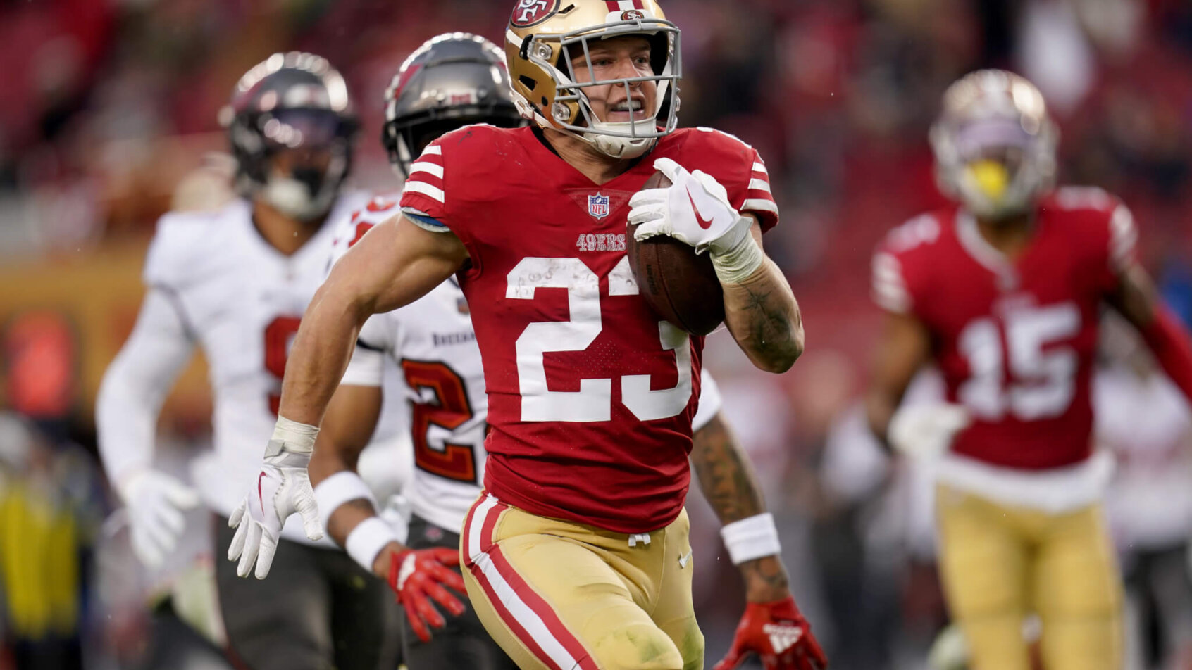 Christian McCaffrey breaks a long run