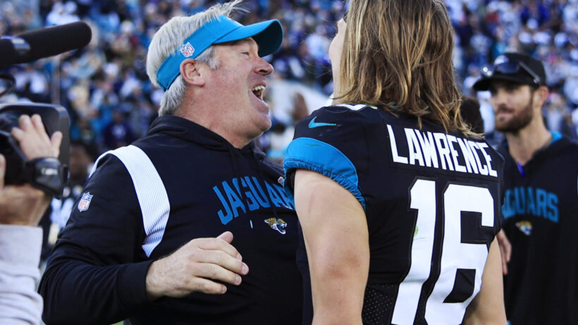Jaguars QB Trevor Lawrence with head coach Doug Pederson