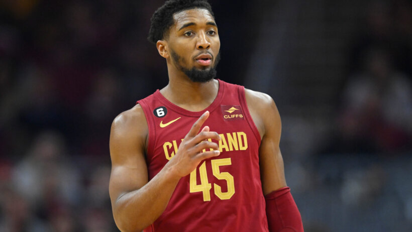 Donovan Mitchell during a stoppage in play