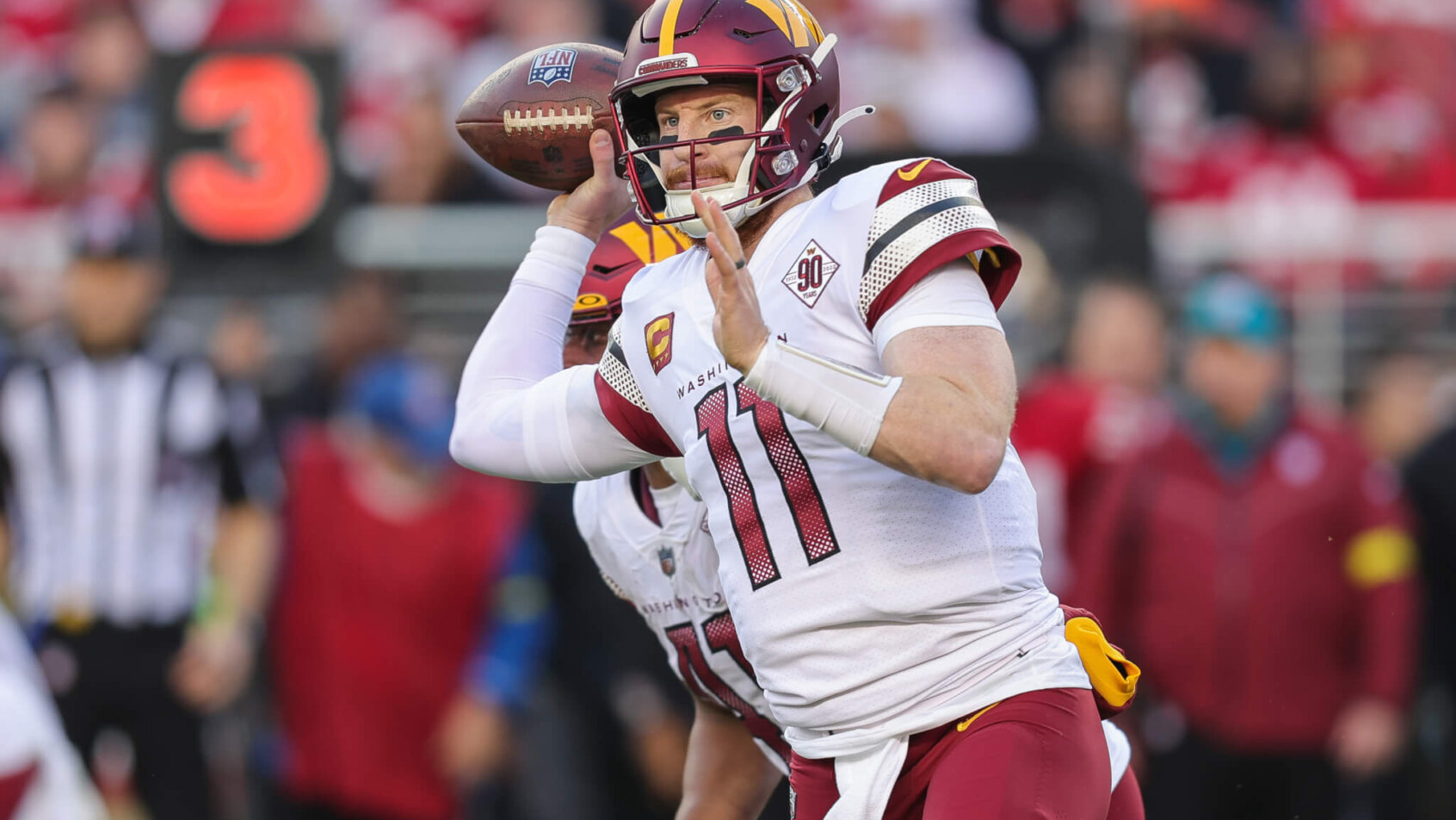 Washington Commanders quarterback Carson Wentz