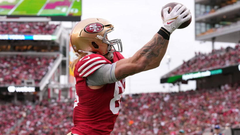George Kittle makes a catch