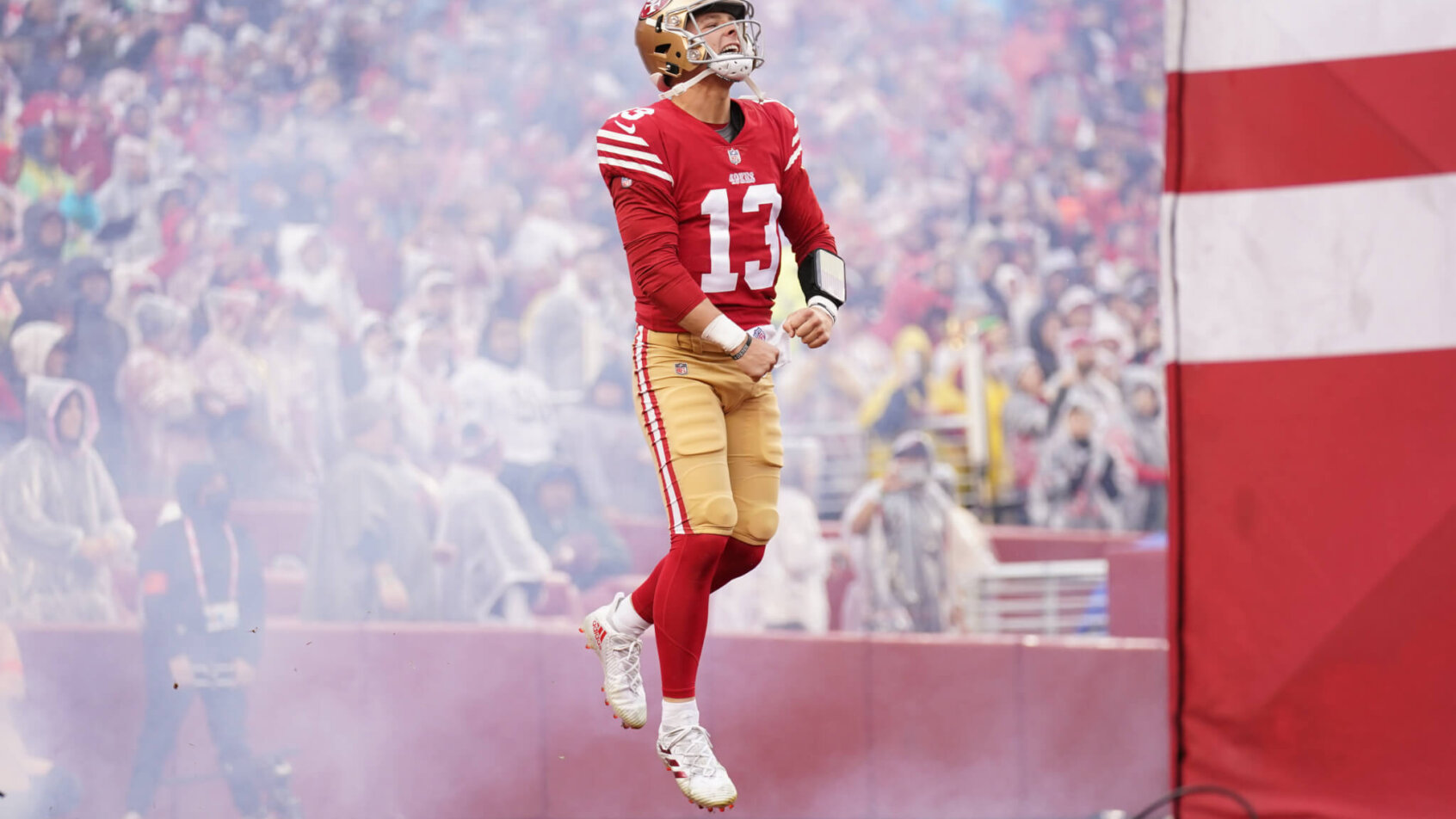 Brock Purdy hyped during his pregame entrance