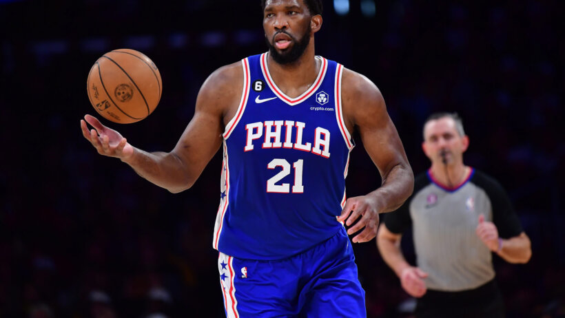 Joel Embiid dribbling ball