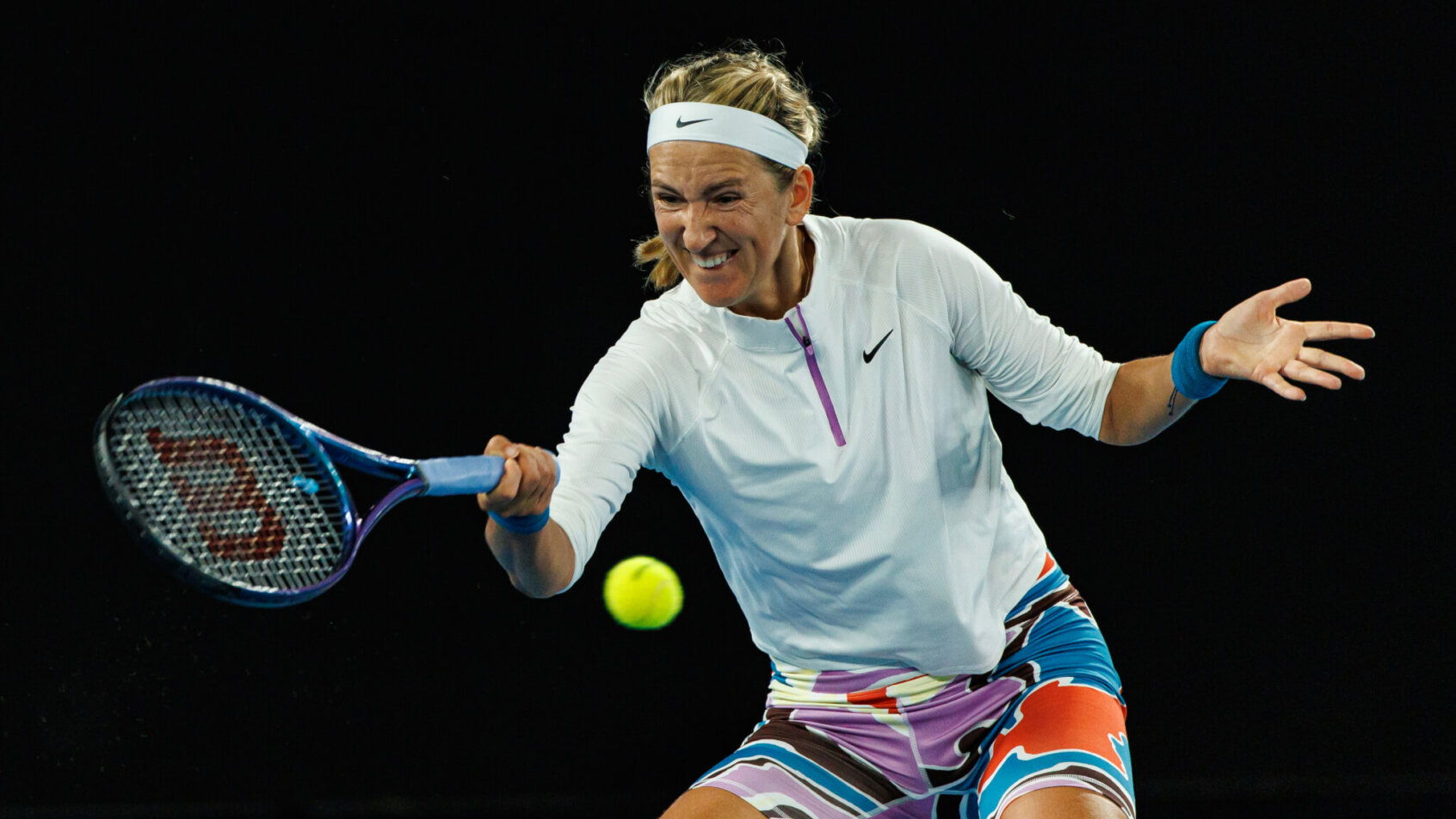 Victoria Azarenka of Belarus hits a shot