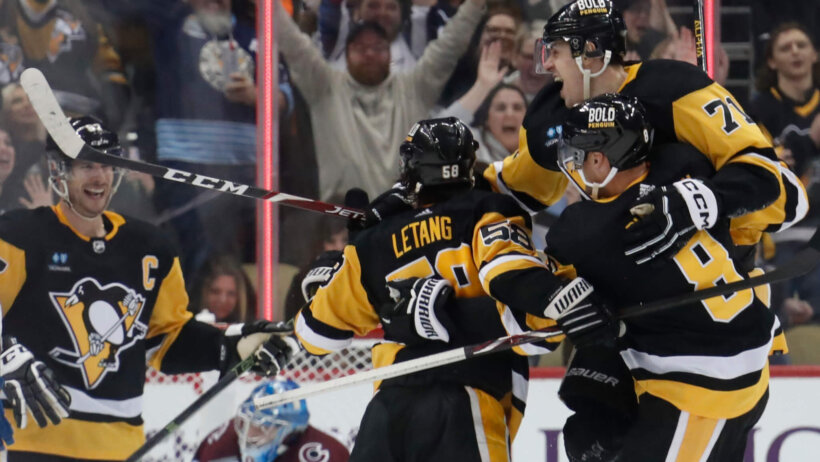 Penguins celebrate goal