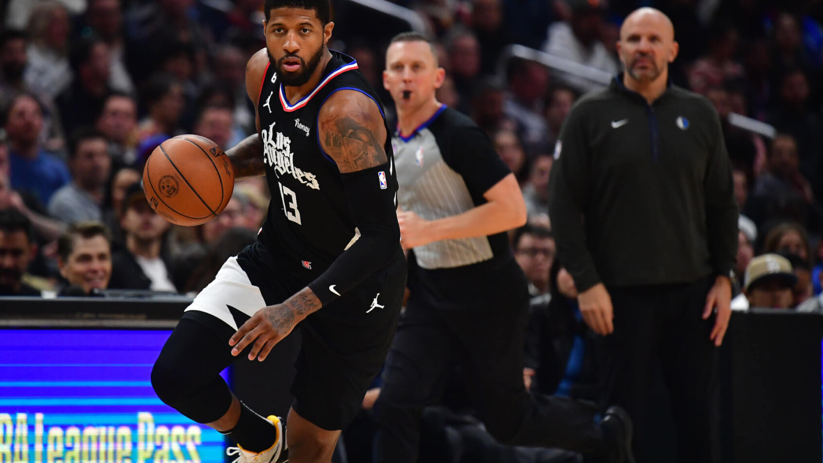 Paul George dribbling