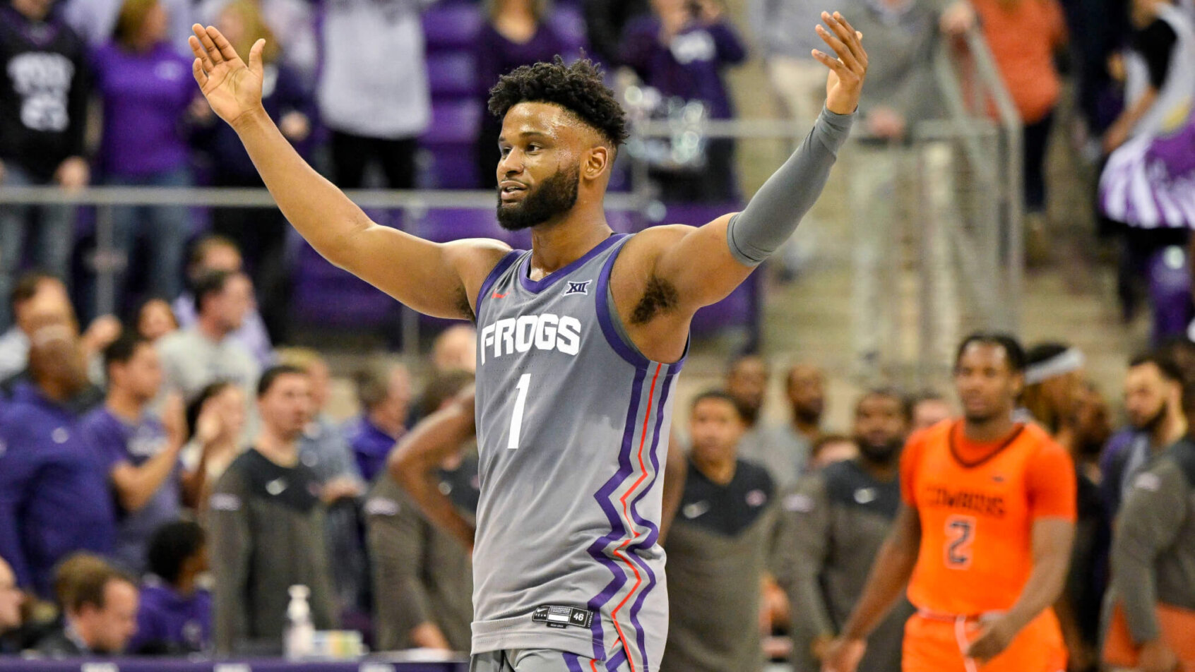 Mike Miles Jr arms out excited reaction