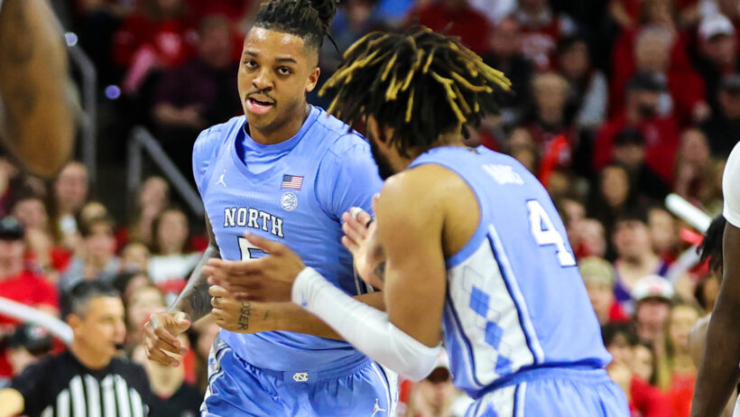North Carolina Tar Heels forward Armando Bacot runs back down the floor