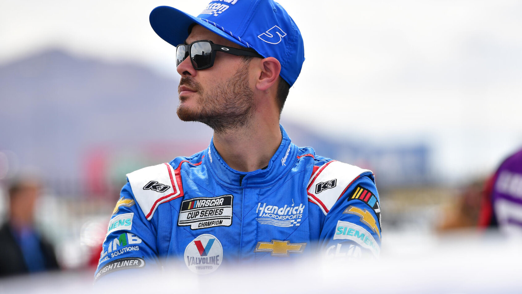 NASCAR Cup Series driver Kyle Larson looking to his right