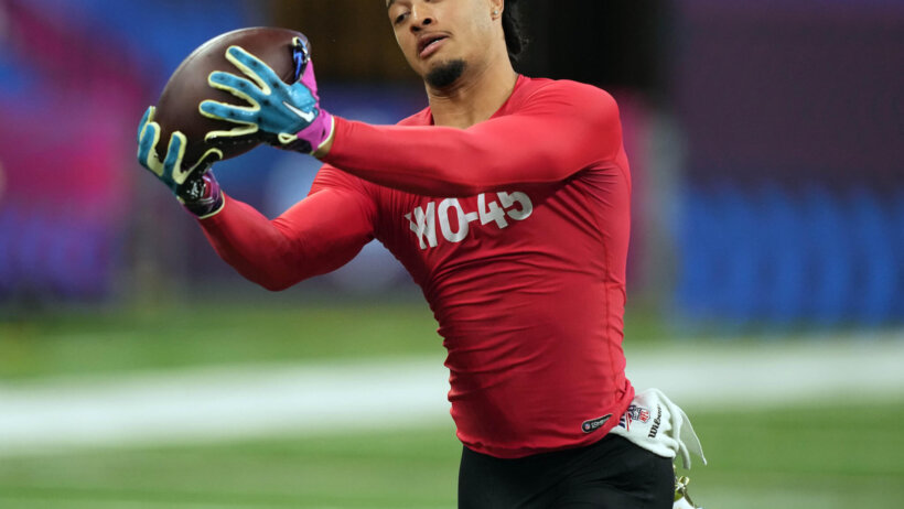 Jaxon Smith Njigba catching ball at combine