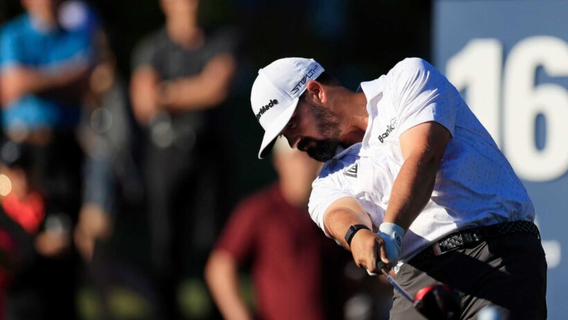 Chad Ramey hitting a tee shot