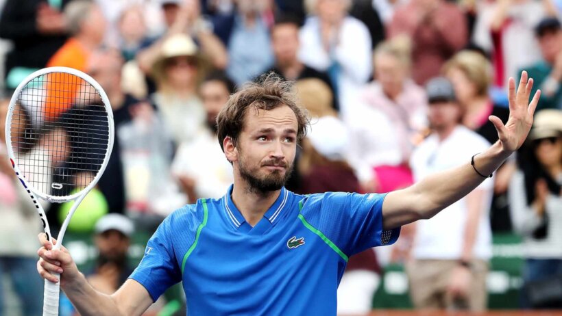 Daniil Medvedev celebrates