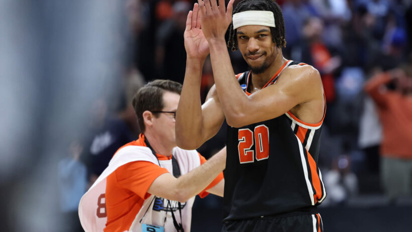 Princeton Tigers forward Tosan Evbuomwan clapping