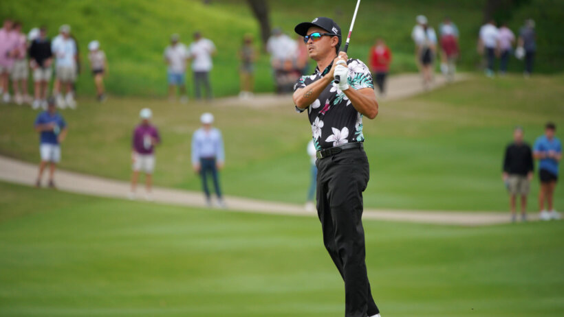 Rickie Fowler hits from the fairway