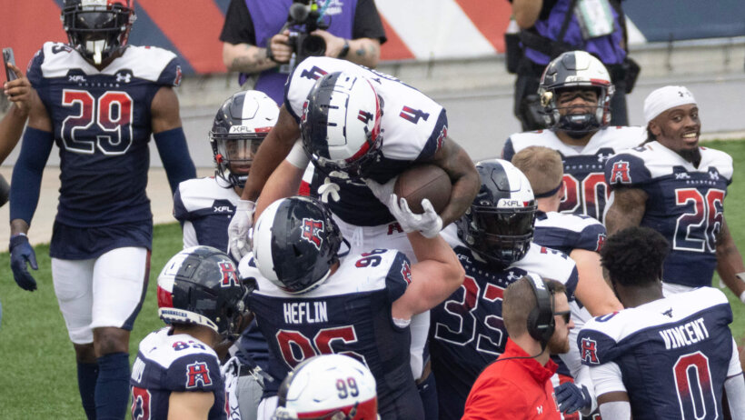 Houston Roughnecks defensive TD celebration. Renegades vs Roughnecks