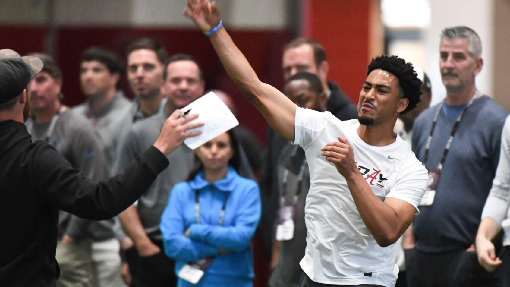 Bryce Young working out on Alabama pro day