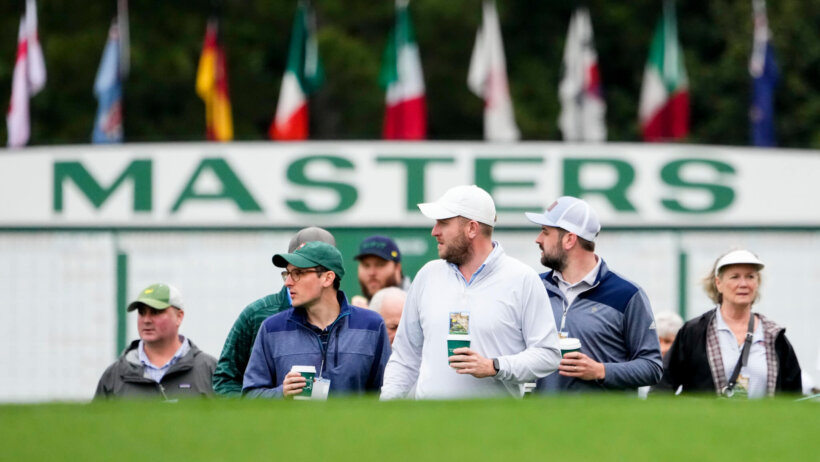 Fans watching practice round at the Masters