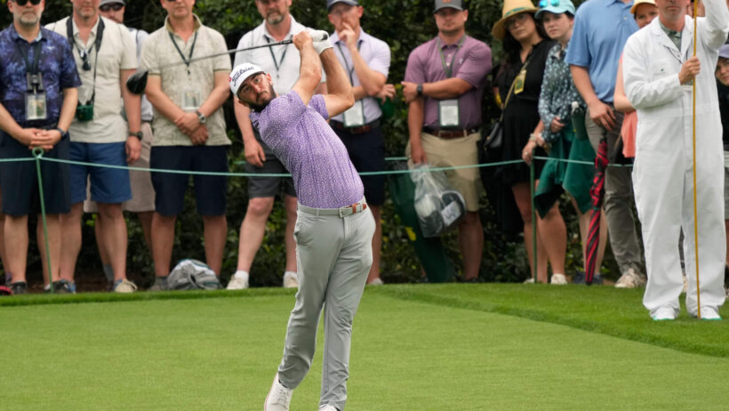 Max Homa hits a tee shot