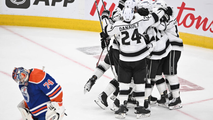 Kings celebrate overtime win over Oilers