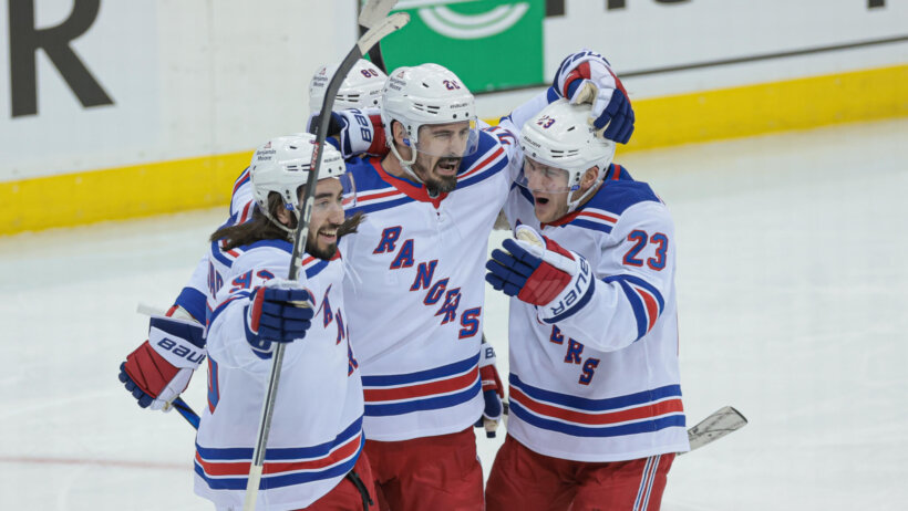 New York Rangers celebrate a goal