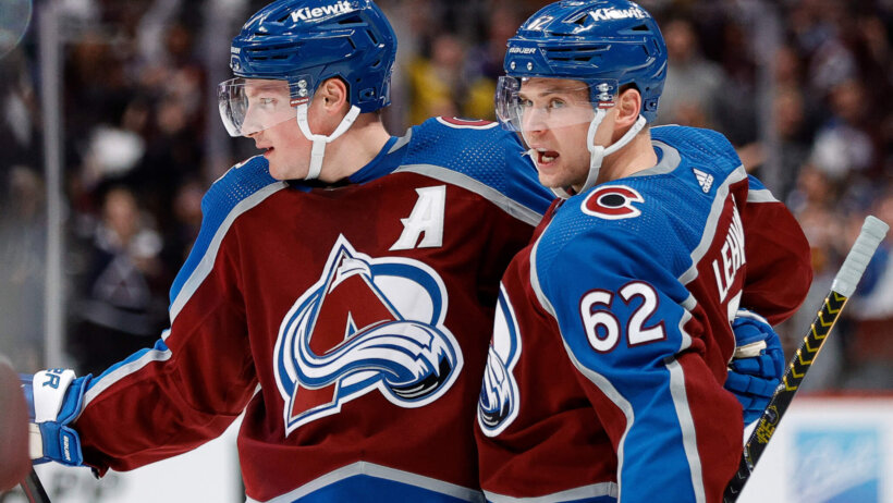 Colorado Avalanche celebrate a goal versus the Seattle Kraken.