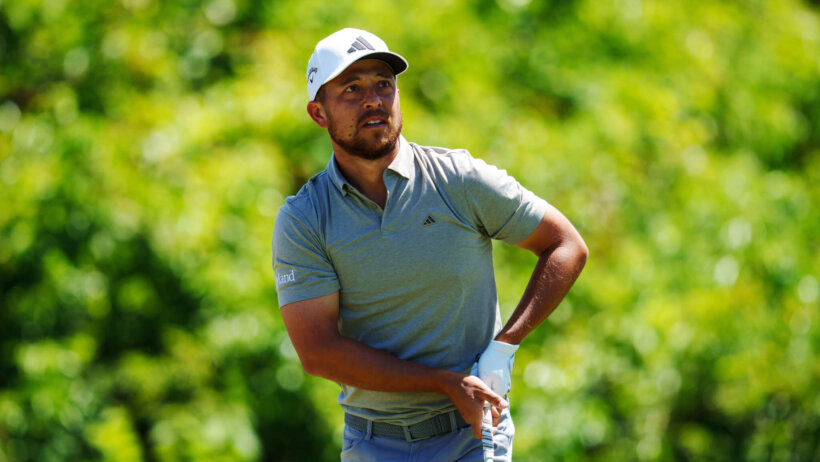Xander Schauffele hits a tee shot