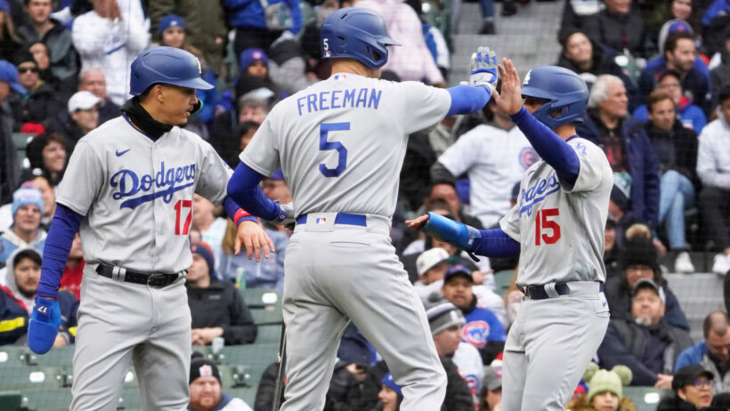 Los Angeles Dodgers run celebration vs the Cubs