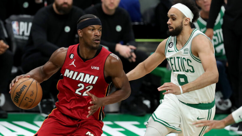Jimmy Butler defended by Derrick White