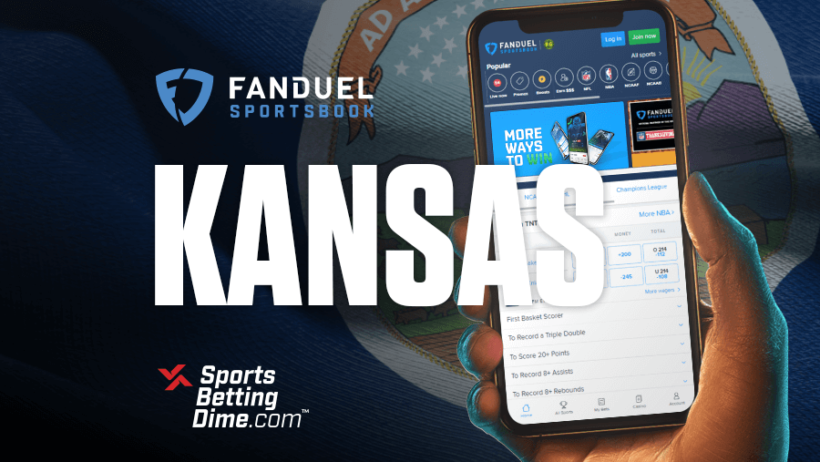 FanDuel Sportsbook Kansas sports betting flag hand holding mobile app
