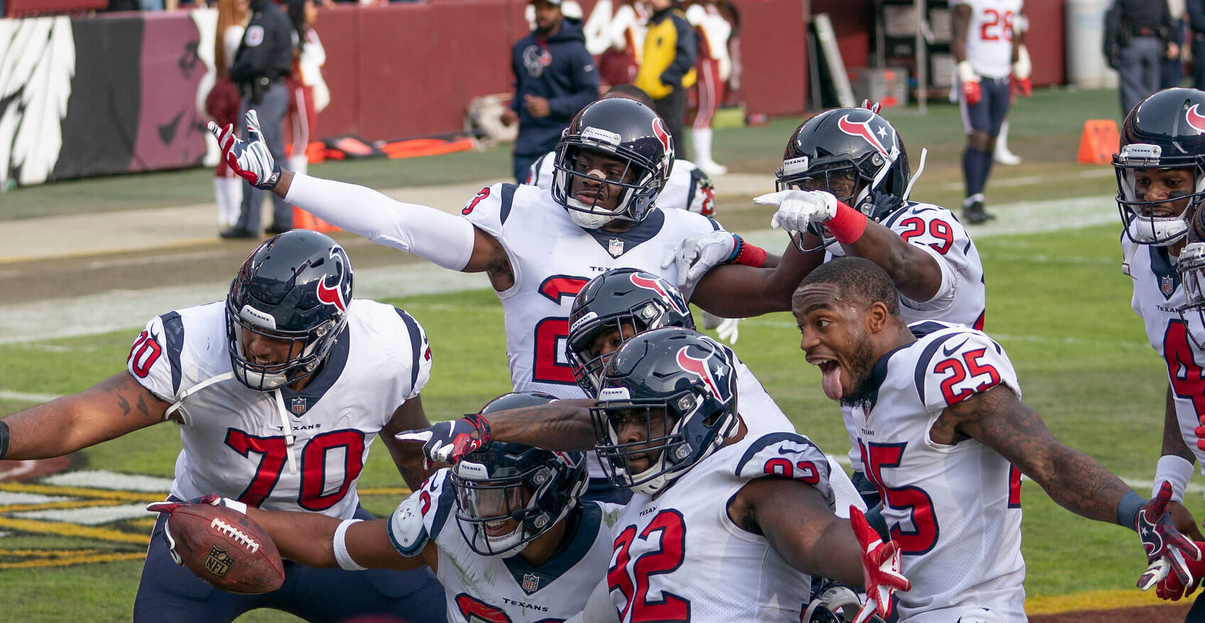 Houston Texans posing for a photo.