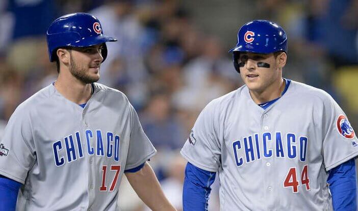 Kris Bryant and Anthony Rizzo on the field