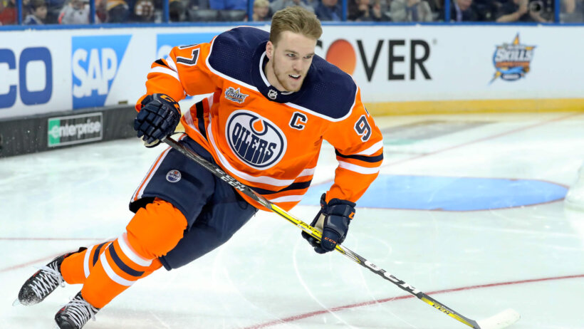 Connor McDavid skates fastest skater competition during the NHL All Star Game skills competition