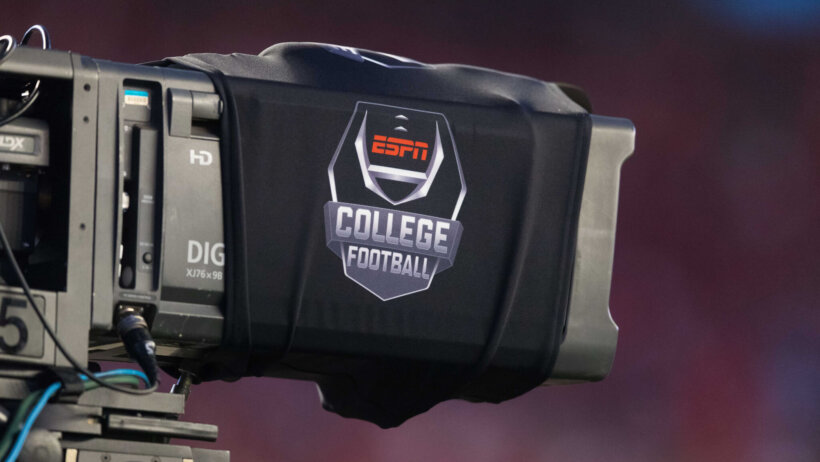 ESPN camera capturing college football game