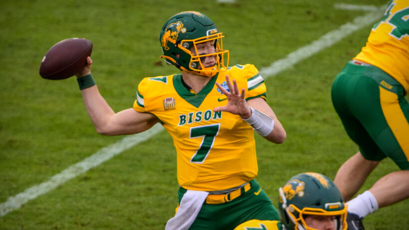 North Dakota State Bison quarterback Cam Miller passes