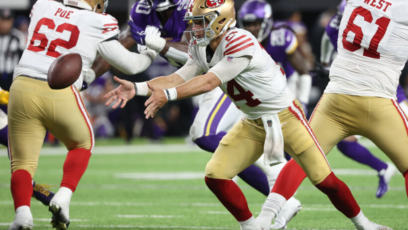 The 49ers are 6.5-point road favorites over the Vikings in the Week 7 MNF game.