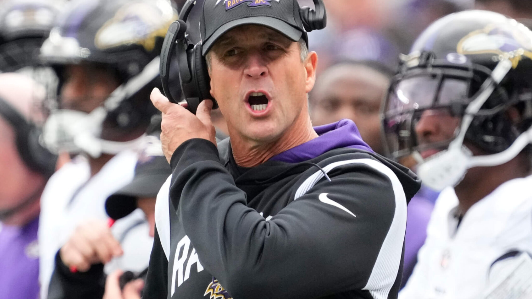 John Harbaugh mad on the Ravens sideline