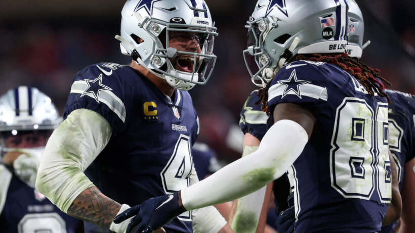 Dak Prescott celebrates with CeeDee Lamb