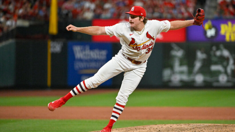 Miles Mikolas throws pitch