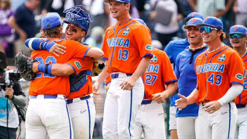 Florida Gators celebrate a victory over TCU