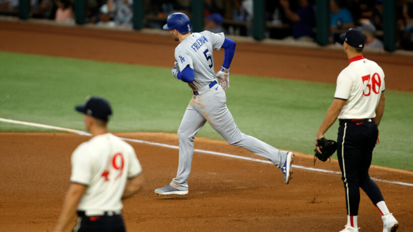Los Angeles Dodgers first baseman Freddie Freeman rounding the bases